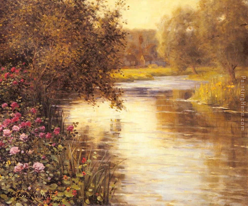 Spring Blossoms along a Meandering River painting - Louis Aston Knight Spring Blossoms along a Meandering River art painting